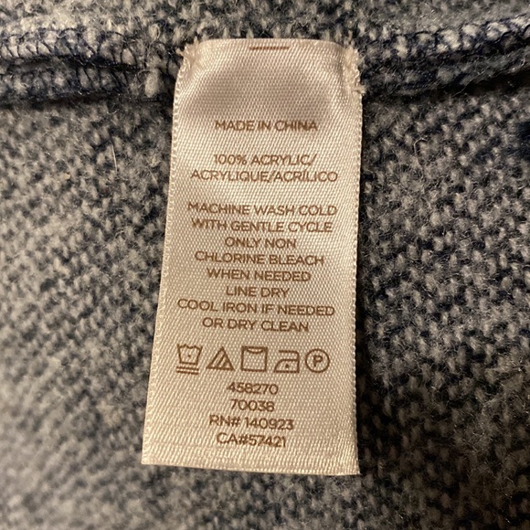 LOFT navy woven stripe wrap cape poncho cardigan sweater - Picture 3 of 5